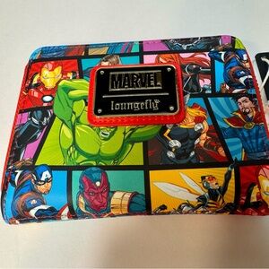 NWT Disney Loungefly Marvel Avenger Print Zip Around Wallet.